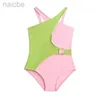 Maillots de bain d'une seule pièce pour filles 2024 bébé nouveau maillot de bain fronde ensemble enfants mode d'été Patchwork Bikini ensembles enfants vêtements de plage 24327