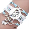 Bedelarmbanden Autisme Bewustzijn Moeder Zorg Kinderen Voor Kinderen Jongens Meisjes Glas Letter Gevlochten Lederen Touw Bangle Mode Inspirerend Dh6Et