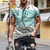 Summer Vintage Compass T Shirt Men 3D Printing Map Tshirt Fi Street T-shirt Kort ärm överdimensionerade toppar Mänkläder R67D#