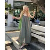 Ankunft Sommer Strand Stil Frauen Lose Beiläufige Plaid Print Oneck Ärmelloses Mori Mädchen Leibchen Knöchellangen Kleid V906 240327