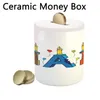 Sublimation Ceramic Piggy Bank Home Decoration Coin Pot White Heat Transfer Money Box Desktop Ornaments DIY Gift
