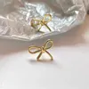 Hoepel Oorbellen Korea Mode Y2k Holle Strik Oor Gesp Voor Vrouwen Meisjes Gouden Metalen Opknoping Oorbel Piercing Esthetische Sieraden