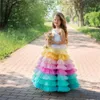 Baby Girl Princess Rainbow Layered Tutu Dress Infant Toddler Tulle Patchwork Vestido Evening Party Pageant Birthday 112Y 240318