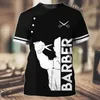 Mens 3D-tryckning T-shirt Anpassad barberbutik Arbetsdräkt avslappnad kortärmad tröja Summer Fashion Sale 240313