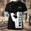 Mens 3D Baskı T-Shirt Özelleştirilmiş Berber Mağazası İş Takımı Günlük Kısa Kollu Kazak Yaz Moda Satışı 240313