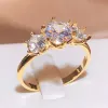 Bague de créateur femme trèfle rangée de diamants zircone blanche bague en or 18 carats femme mode fête de mariage bijoux cadeau en gros 6/7/8 taille