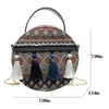 Bolsas de ombro étnicas artesanais com borla, palha rattan, alças de corrente, férias, praia, bolsa crossbody mensageiros, bolsa feminina