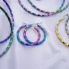 Обруч Huggie ESSFF 6 цветных серег-колец из нержавеющей стали разных размеров, подходящих для женских круглых беруш, перфорированных противоаллергических пряжек для ушей 24326