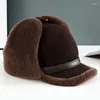 Козырьки, роскошная женская термокожаная шапка, зимняя высококачественная овечья шапка, модная плюшевая шапка для защиты от холода на открытом воздухе
