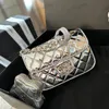 24c Stars Twin Bag Leather Women Shoulder Bag Patent Leather Diamond Check Gold Hardware Metal C Buckle Luxury Handbag Matelasse Chain Crossbody Bags Makeup Bag 20cm