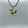 Pingente colares yungqi gótico dos desenhos animados animal para mulheres homens escurecer noite morcego lua colar halloween traje festa jóias presente
