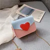 Shoulder Bags Fashion Love Heart Kids Girls Messenger Bag Leather Mini Handbags Color Matching Light Daily Small Travel