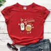 T-shirts pour femmes colorés Tis The Season Tshirt Femmes drôles à manches courtes Joyeux Noël Cadeau Tee Petit Haut