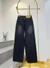 Jeans pour femmes mmsix 2024 arrivée étiquette en cuir numérique noir jambe large pour femmes streetwear tendance femme harajuku jean
