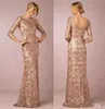 2020 Neues glitzerndes Roségold-Pailletten-Kleid für die Brautmutter, Juwelen-Spitzenapplikationen mit V-Rücken, Abendkleid, Partykleid, formelle Hochzeitsgäste8144724
