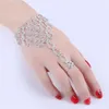 Link Bracelets Fashion Classic Crystal Hand Harness Dance Jewelry Rhinestone Bangle Bridal Bracelet Connected Finger Ring Chain