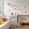 Party Decoration Cotton Bunting Banner Colorful Burlap Linen Flags Pennant Baby Garland Flag For Shower Decor Hanging