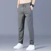 2022 Men's Trousers Spring Summer New Thin Green Solid Color Fi Pocket Applique Full Length Casual Work Pants Pantal l0wz#