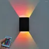 Wall Lamp Dimmable Square Up Down Lamps With Remote Control Nordic RGB LED Light For Bedside Bedroom Living Room Home Decoration