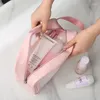 Aufbewahrungstaschen Pu Transparent Dreiteilige Make-up-Waschtasche Große Kapazität PVC Bad Transluzent Matte Tragbare Frau