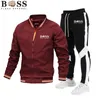 BSS FLEX APPAREL Veste décontractée de haute qualité Ensemble nouveau printemps et automne Pantalon épissé pour hommes Baseball Stand Neck Veste coupe-vent 97de #