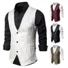 uomini Jacquard Paisley stampato gilet maniche giacca cappotto uomo gilet formale Dr Suit gilet smoking da sposa costumi di scena r5Qe #