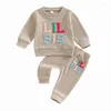 Ensembles de vêtements Yassiglia Soeur Correspondant Tenues Bébé Filles 2 Pièces Tenue Big Little Manches Longues Lettre Imprimer Sweat Pantalon Ensemble