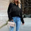 2023 Fi Vintage Fringe Kralen Losse Denim Jasje Vrouwen Kwastje Lg Mouw Verzwakte Trim Dames Bovenkleding Chaqueta Mujer x4HF #