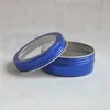 2oz ronde blikken schroefdeksels blikjes met helder venster 60 ml blauwe metalen kruidencontainers aluminium doos Diy Travel Storage Jars