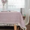 Table Cloth Cotton Linen Tablecloths With Tassel For Rectangle Tables Heavyweight Burlap Cover Kitchen Dinning Tabletop Decoration