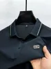 Männer Polos 2024 Sommer Eis Seide Atmungsaktive Poloshirt Kurzarm High-End-Marke Mode Brief Druck Casual Revers T-shirt