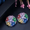 Boucles d'oreilles Pera romantique grand rond mignon évider coloré CZ cristal couleur argent boule de fleur pour les femmes bijoux de fête E309