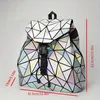 Mochilas geométricas luminosas a laser, mochila holográfica reflexiva feminina, bolsas escolares para meninas, ombro 240323