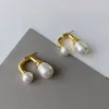 Hoop Earrings Metal Bar Imitation Pearl U Post For Women Vintage Party Accessories Elegant Design Style Fancy Jewelry Gifts MQ310