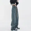 Jeans da donna a vita alta con coulisse pantaloni larghi da donna stile coreano Sping Summer Streetwear pantaloni in denim pantaloni alla moda Y2k a gamba larga