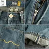 Мужские джинсы Q132 # 2024, весна и осень, американский ретро саржевый деним, простые потертые старые прямые молодежные повседневные брюки из 96% хлопка