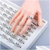 Band Rings 50 Pcs/Lot Creative Cry Face For Women New Trendy Fashion Female Resizable Hug Ring Wholesale Party Gift Drop Delivery Jew Otjx9