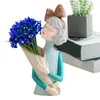 Vases Girl For Flowers Flower Arrangement Decoration Statue Resin Material Desktop Planter Bedroom Study Room Dining Table