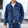 Veste en jean bleu Vestes en jean à revers à simple boutonnage pour hommes Noir Gris Fi Manteau décontracté Printemps et Automne Mâle Cott Overcoa g4oc #