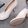 Chaussures habillées lignes de couture pour dames bouts ronds femmes en cuir Chassure Femme solide talons hauts peu profonds pompes féminines Zapatos de Mujer