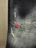 Jeans da uomo Pantaloncini con fori antigraffio ricamati da uomo Moda corti elasticizzati 9875-1#