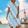 Temu Spring/Summer Nowa luźna abstrakcyjna sukienka z nadrukiem 884986