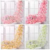 Decorative Flowers Plastic Artificial Cherry Rattan Elegant Pink 1.8M Hanging Garland Fake Flower