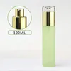 Förvaringsflaskor 100 ml Pearl White/Green/Blue/Frosted Glass Bottle With Gold Pump Lock för serumlotion Emulsion Foundation Skin Care Packing