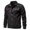 2023 Printemps Hommes Solide Revers Denim Vestes Fi Moto Jeans Vestes Hommes Slim Fit Cott Casual Noir Bleu Manteaux H8CE #