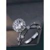 Y SHIS New Mosang Diamond Ring for Women Shining Star River Pure Silver Gold مطلي غير متلازلة على غرار الزوجين L8ZT