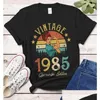 여성 티셔츠 여자 039S Tshirt Vintage 1985 Limited Edition Retro Funny 36 번째 생일 O 목 셔츠 패션 프린트 캐주얼 짧은 슬리브 otijb