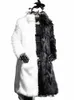 men Faux Fur Coat Winter Thick Fluffy Lg Sleeve Warm Outerwear Luxury Fur Lg Jacket Black and White Btjas Jackets Mens 20uq#