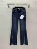 Merk Jeans Dames Jean designer broek Mode LOGO denims Broek vrouw Uitlopende denim broek Broekspijp split ontwerp 27 maart