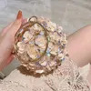 Drawstring Flower Design Women Handbag Handheld Bag Fashione Evening Paired With Dress Bracelet Ball Small Lady